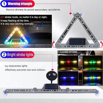 Sharattn solar powered wireless road safety signal light led warning triangle for car breakdown emergency India