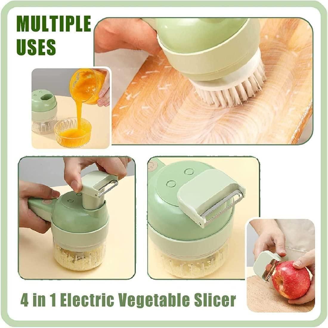 Simplify your kitchen with the Sharattn™ 4-in-1 Electric Vegetable Cutter. Wireless, portable, and easy to clean. Perfect for slicing, mincing, and peeling!