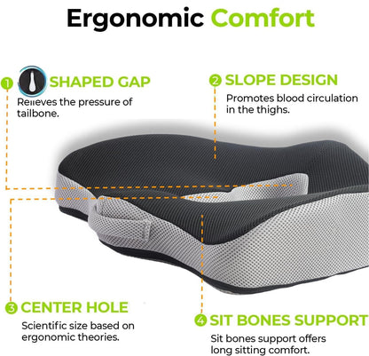 Ergonomic memory foam seat cushion CoccyxPlus orthopedic coccyx support cushion from Sharattn Kolkata India