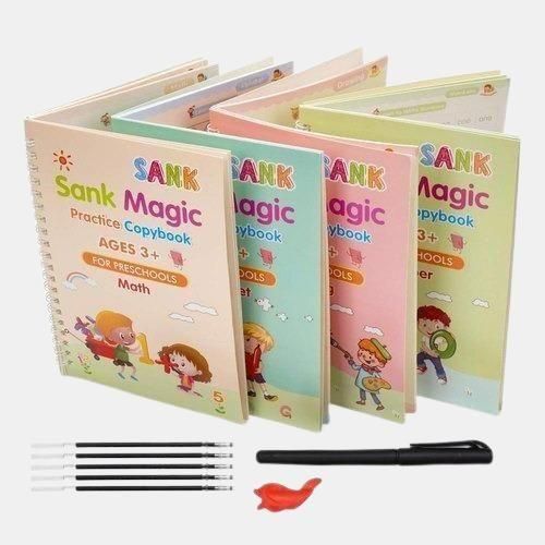 Sharattn magic practice copybook 4-book set with disappearing ink pen and 10 refills for kids India