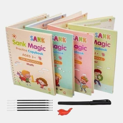 Sharattn magic practice copybook 4-book set with disappearing ink pen and 10 refills for kids India
