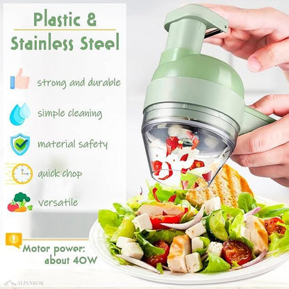 Simplify your kitchen with the Sharattn™ 4-in-1 Electric Vegetable Cutter. Wireless, portable, and easy to clean. Perfect for slicing, mincing, and peeling!