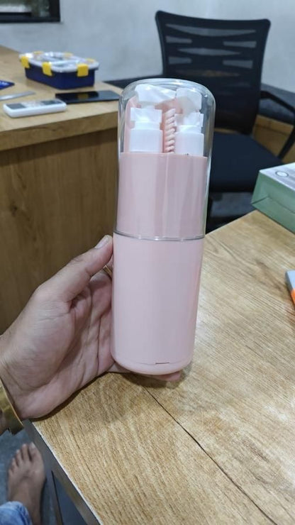 Pack smart with the Sharattn™ 6-in-1 Travel Kit. Holds toothbrush, toothpaste, shampoo, and towel in one compact cup. Leak-proof and portable.