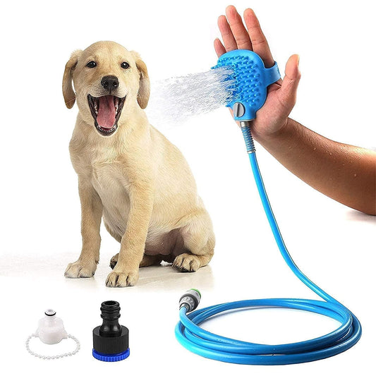 Pet bathing tool silicone scrubber brush with gloves sprayer and pressure nozzle from Sharattn Kolkata India