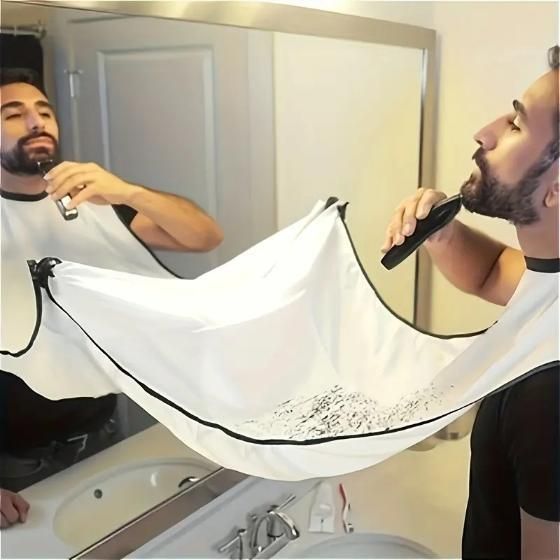 Sharattn white beard shaving apron bib for men with suction cups hair catcher for bathroom sink grooming India