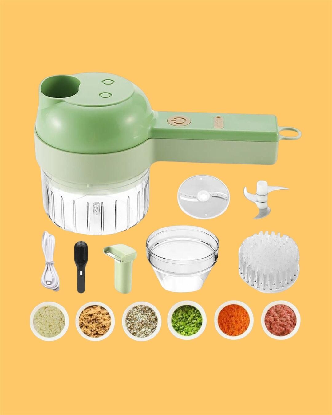 Simplify your kitchen with the Sharattn™ 4-in-1 Electric Vegetable Cutter. Wireless, portable, and easy to clean. Perfect for slicing, mincing, and peeling!