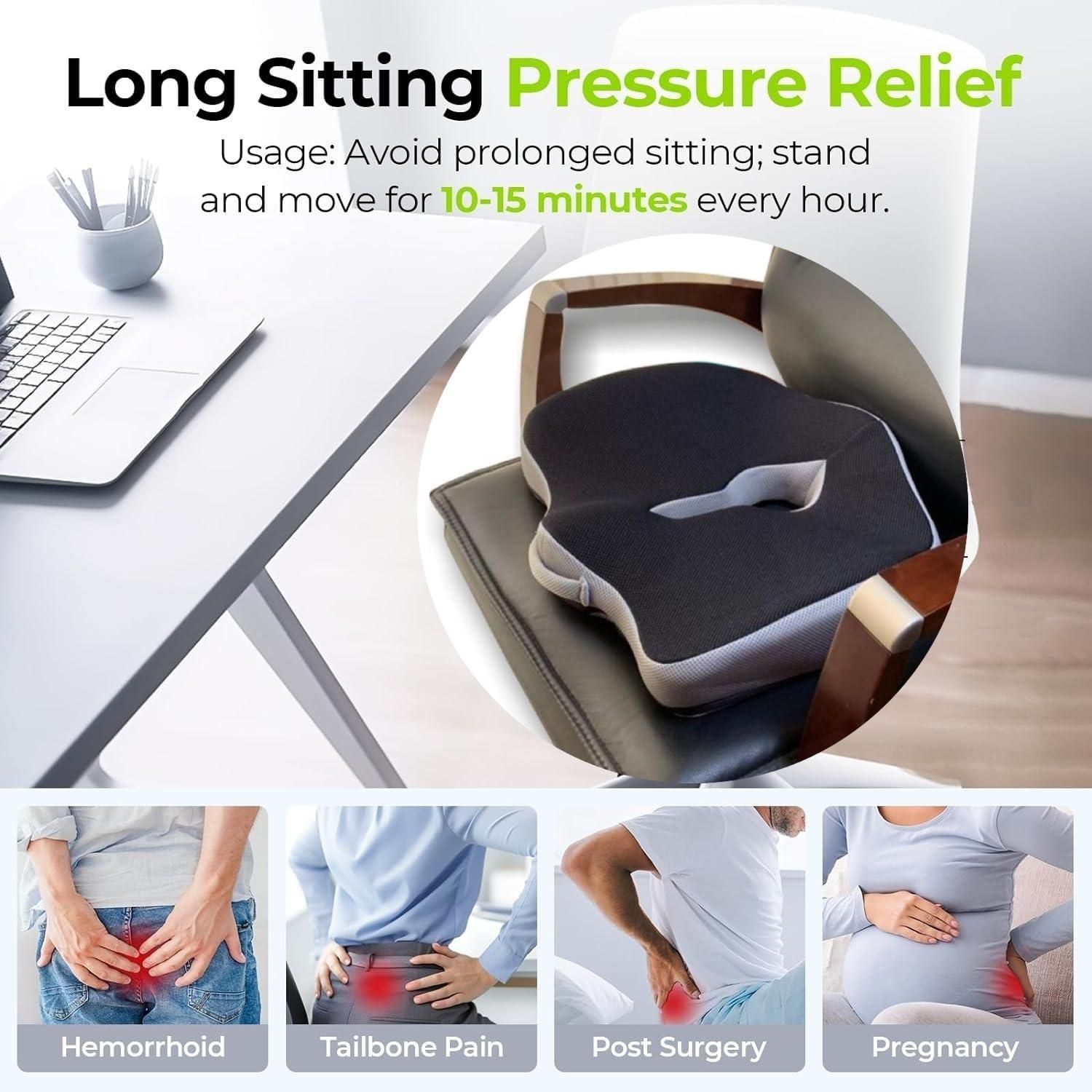 Ergonomic memory foam seat cushion CoccyxPlus orthopedic coccyx support cushion from Sharattn Kolkata India