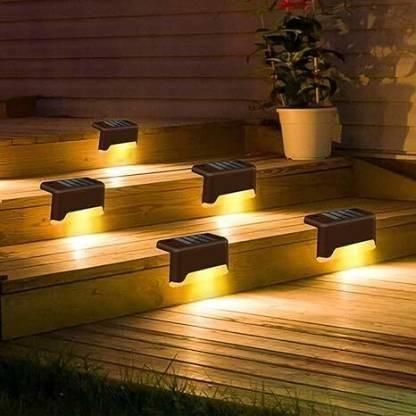 Sharattn solar deck lights outdoor waterproof led step lamps for stairs and garden decoration warm white pack of 4 India