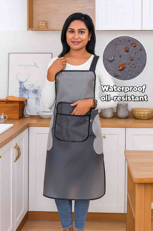 Sharattn waterproof kitchen cooking apron with hand wipe pockets oil proof pvc apron for men and women India